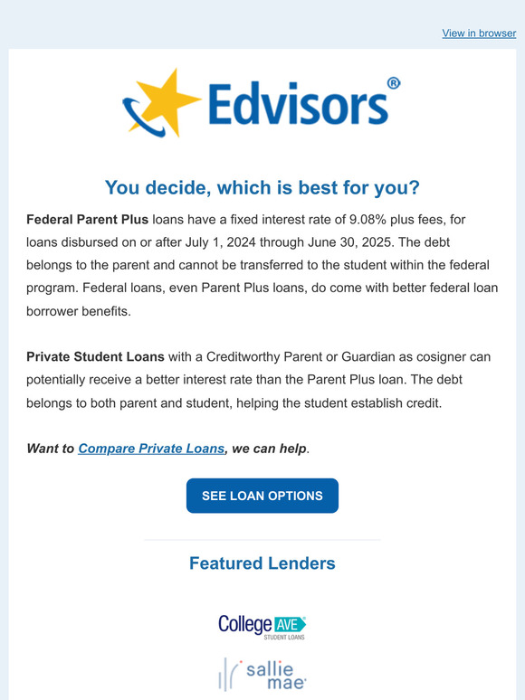 Which is best - a Federal Parent Plus or Private Student Loan