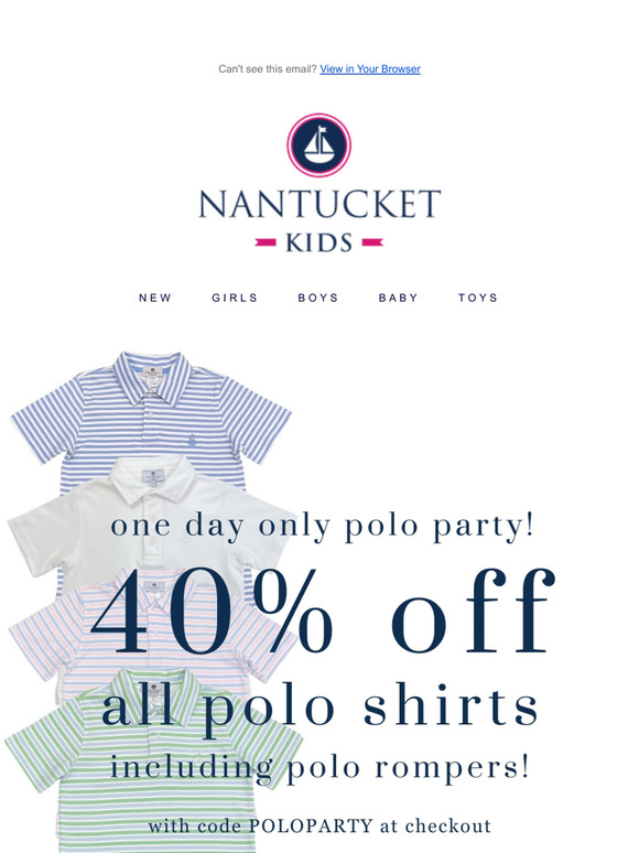 40% OFF POLOS! Monday only!