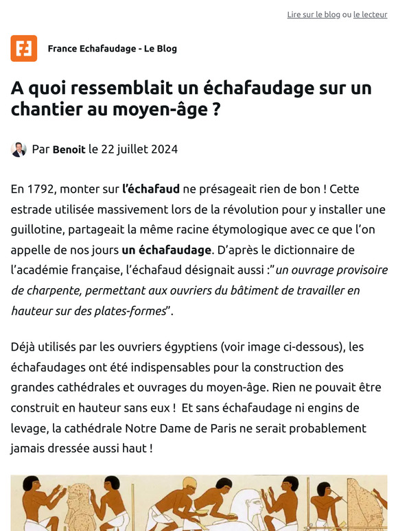A quoi ressemblait un échafaudage sur un chantier au moyen-âge ?