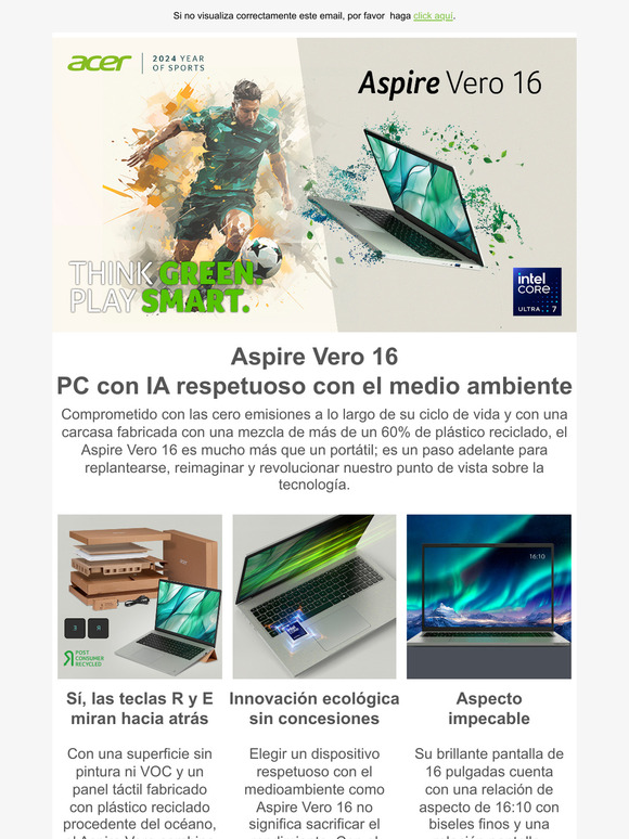 Aspire Vero 16 con IA: Replantearse. Reimaginar. Revolucionar.