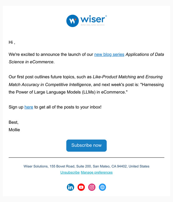 New Blog Series: Applications of Data Science in eCommerce