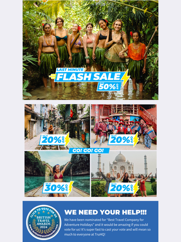 Last Minute Sale Now On: up to 50% off tours!