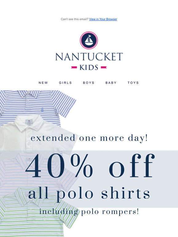 Extended ONE MORE DAY...40% OFF POLOS!
