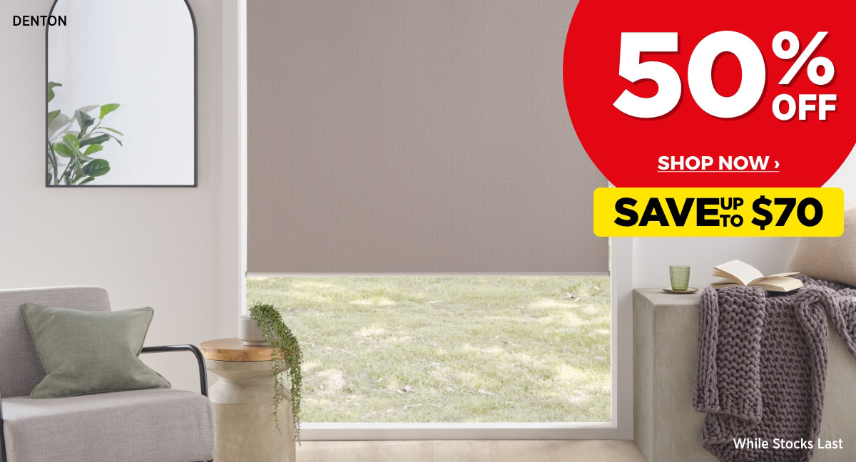 50% Off Mali, Jet & Denton Roller Blinds