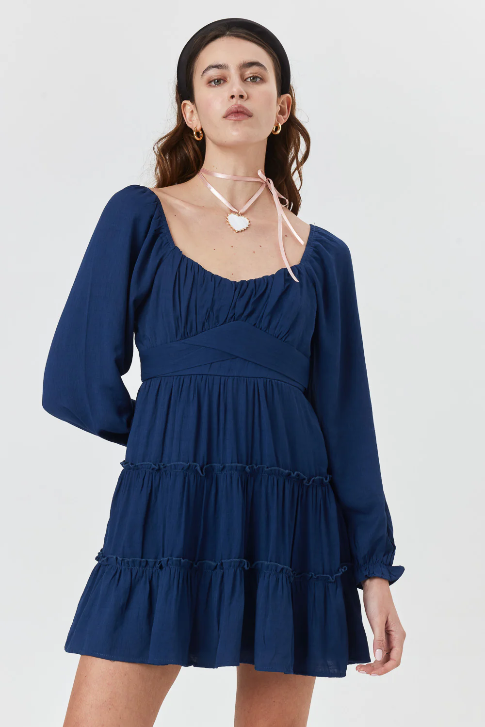 Image of Navy Long Sleeve Emma Dress