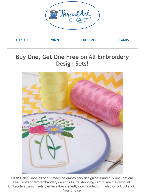 ThreadArt: BOGO -- A Free Embroidery Design Set For Every Purchase on ...