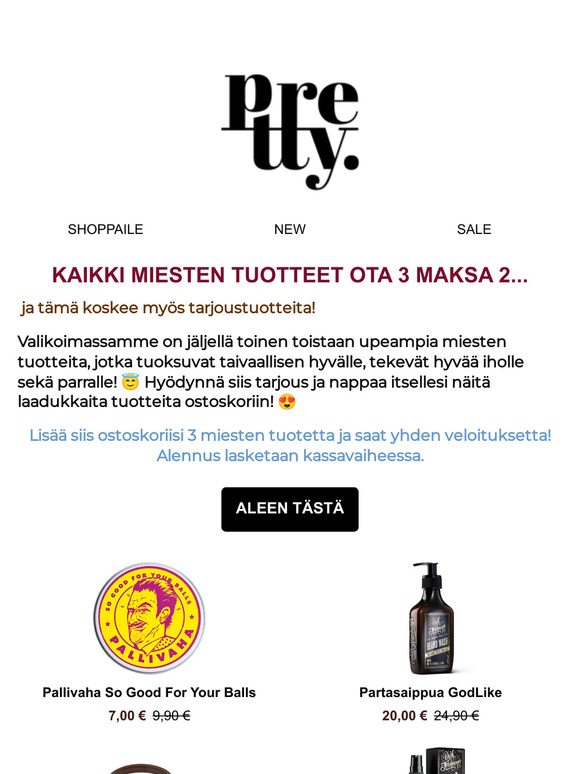 KAIKKI MIESTEN TUOTTEET OTA 3 MAKSA 2! 😍