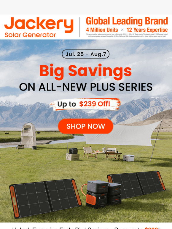 Early-Bird Special: Save Up to $239 on the All-New Jackery Plus Series!