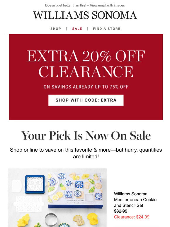 Williams-Sonoma Email Newsletters: Shop Sales, Discounts, and Coupon Codes