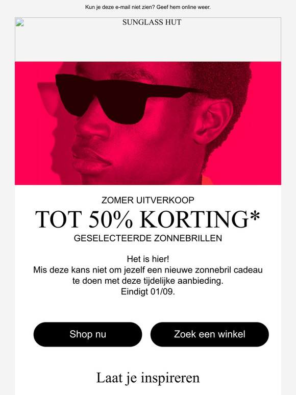 Tot 50% korting op zonnebrillen in de Zomer Uitverkoop