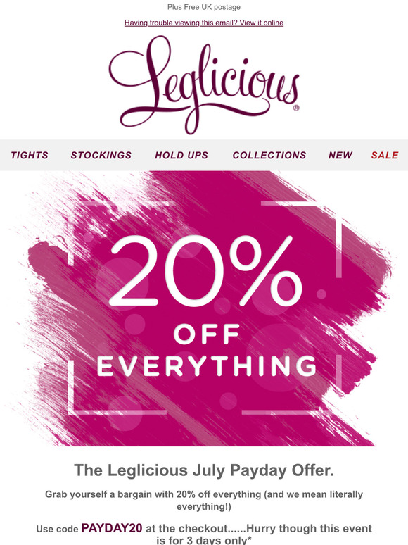 20% off Everything this payday weekend