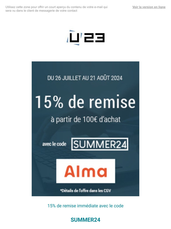 15% de remise U23