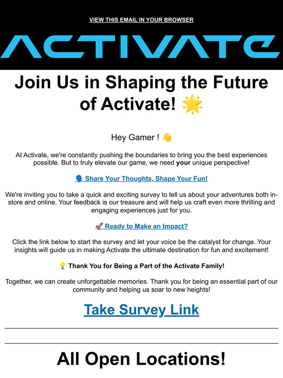 Shape the Future of Fun with Activate! 🗣️ Your Input Needed!