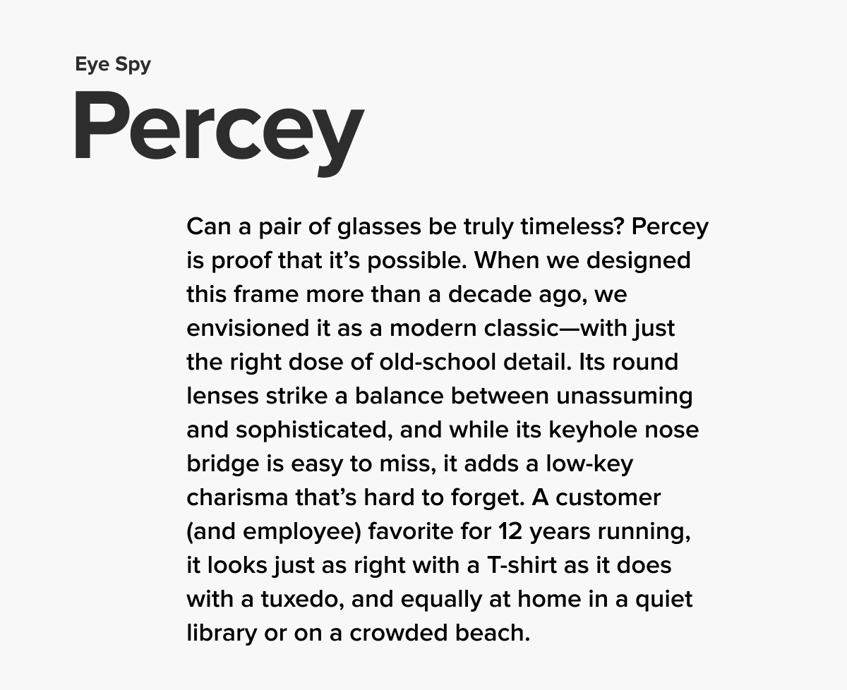 Percey Warby Parker: This is why we love Percey | Milled