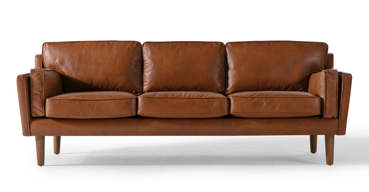Image of Beatnik 86" Leather Sofa, Napoli Spice