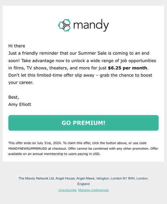 Hi there, don't miss out on the Mandy Summer Sale!