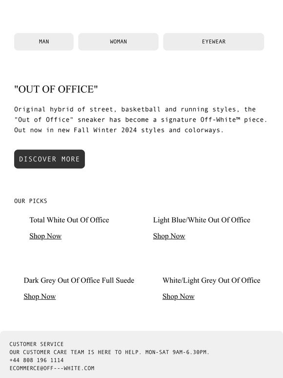 Off-white Italy: "OUT OF OFFICE" | Milled