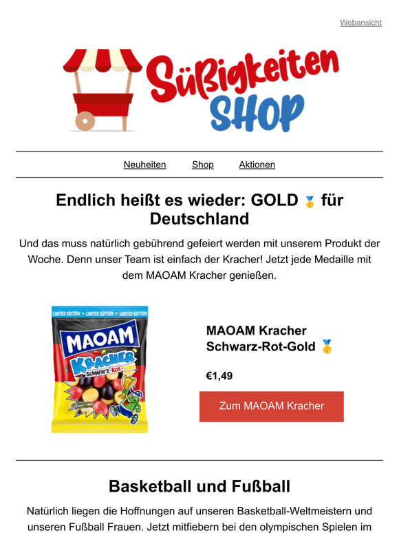 GOLD 🥇 für Deutschland - Jetzt Süßigkeiten zu Olympia