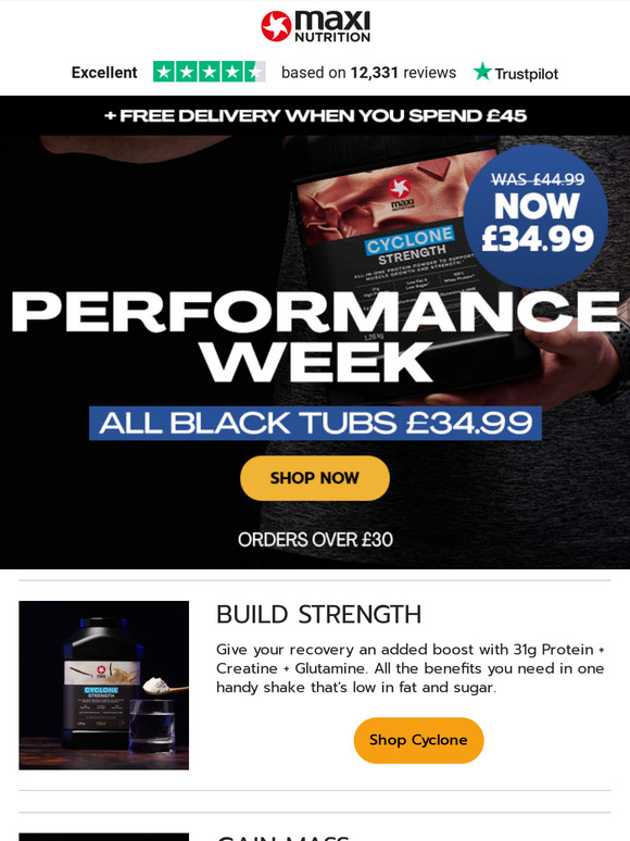 £35 Black Tub Performance Protein Sale - Hurry While Stocks Last