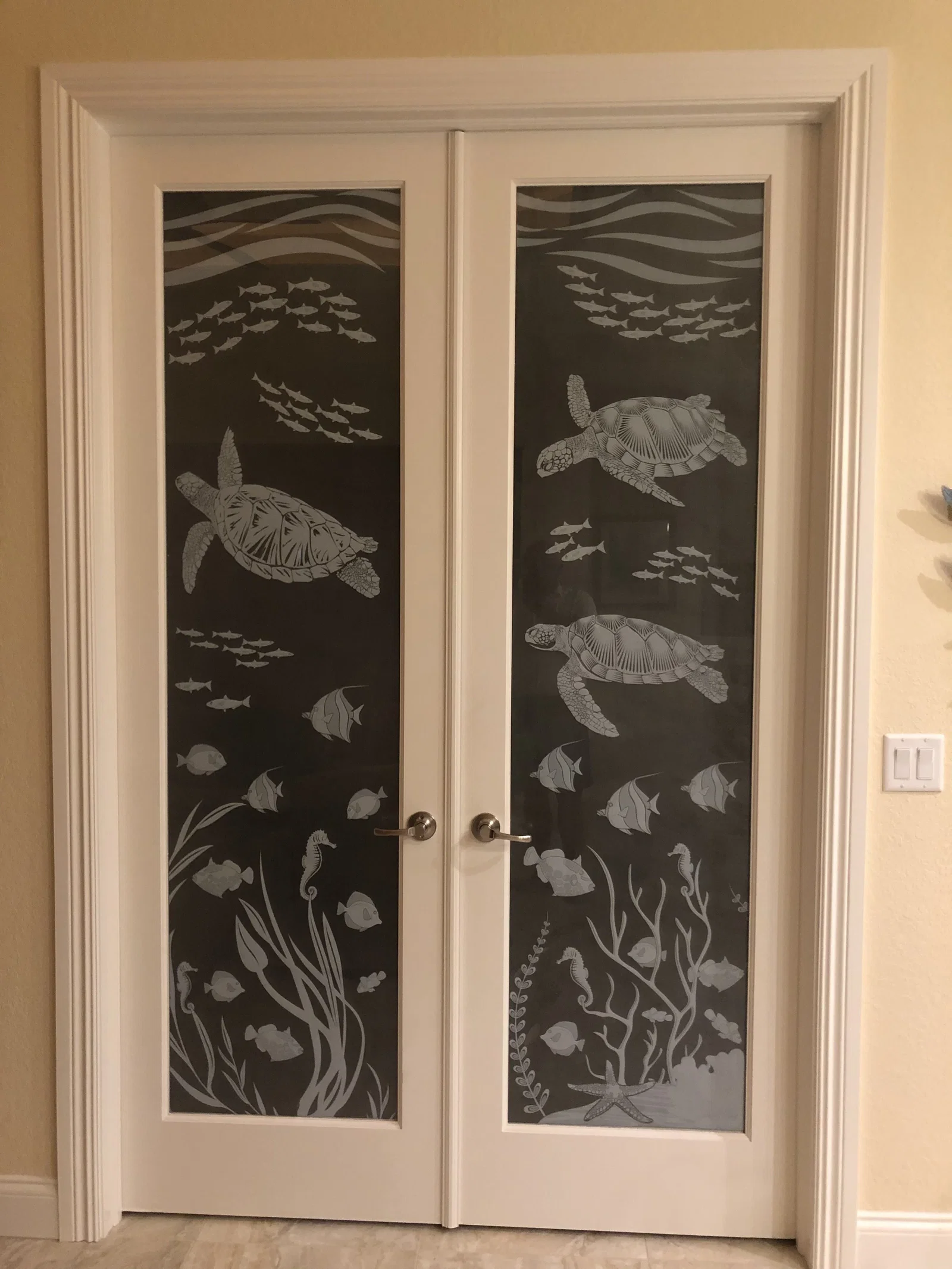 Image of SeaCove | Etched Glass Glass See - Through or  Privacy Window Film(Static Cling)