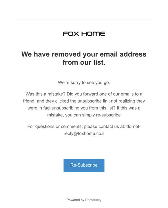 You have been unsubscribed