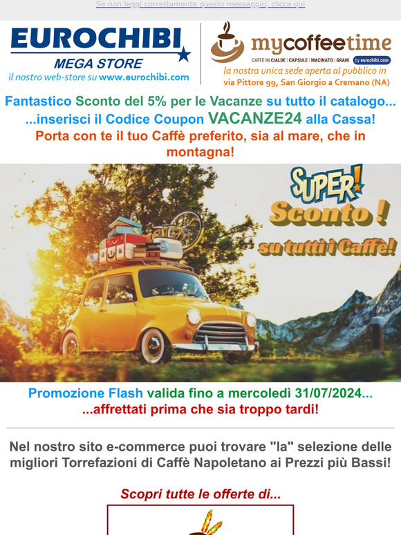 ☕ Super Sconto Flash per il carico di Caffè prima della partenza per le Vacanze 2024! ⛱️✈️🚛