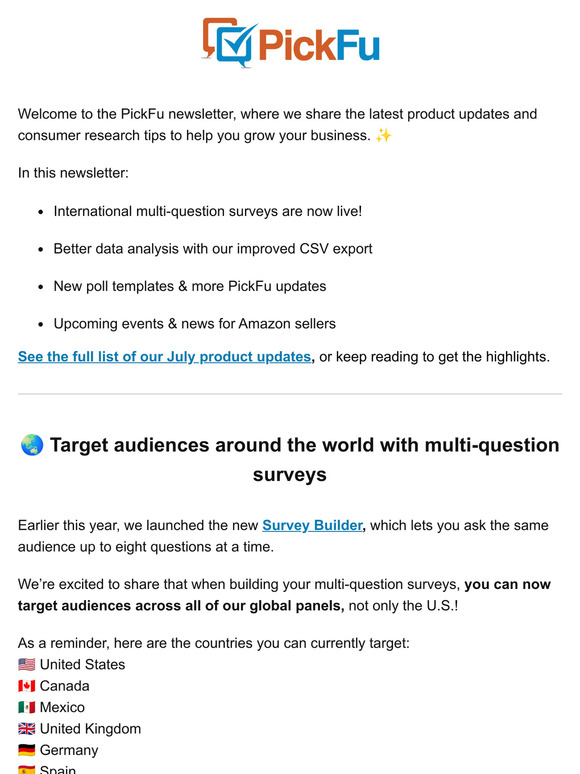 What’s new in PickFu: July 2024 🏖️