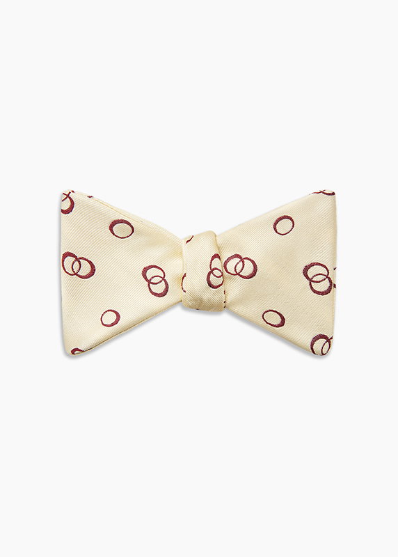 YELLOW GEOMETRIC RINGS SILK BOW TIE