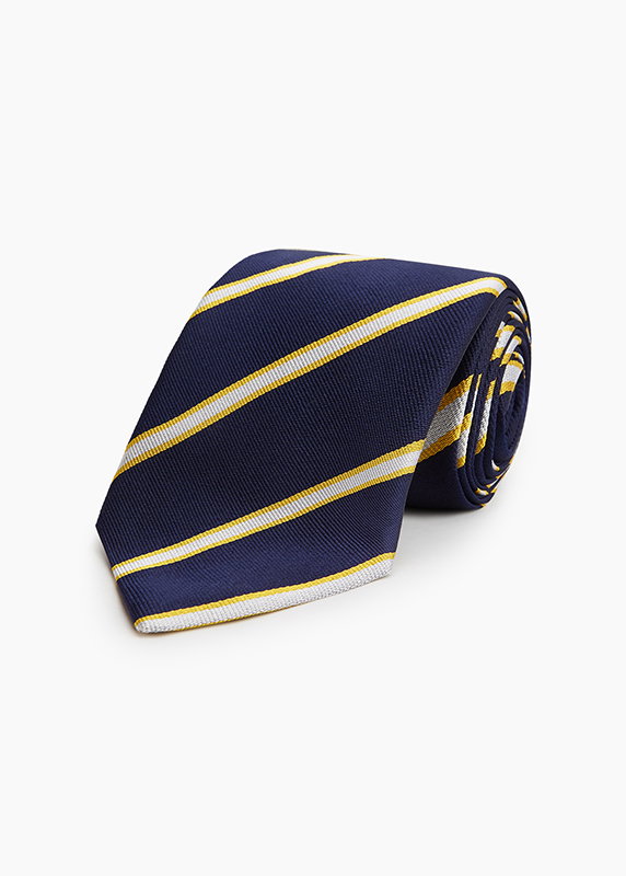 YELLOW AND WHITE BLAZER SILK TIE