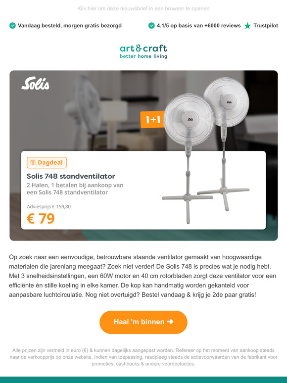 DAGDEAL: 1+1 Gratis ventilator 🧊❄️