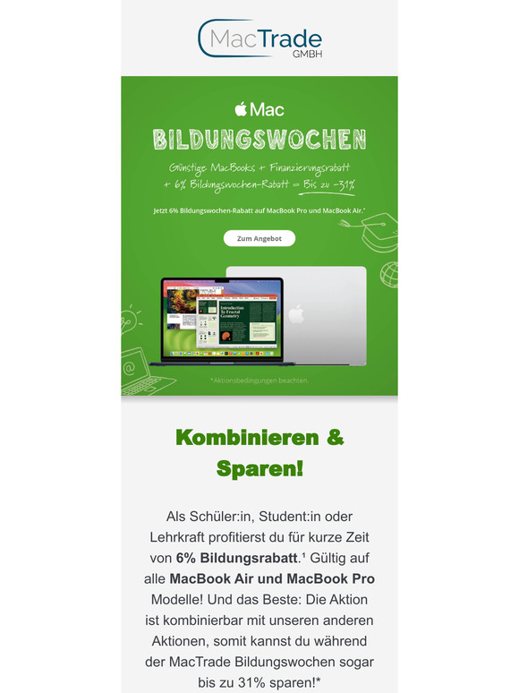 MacTrade Bildungswochen – Bis zu 31% sparen 💻🎓