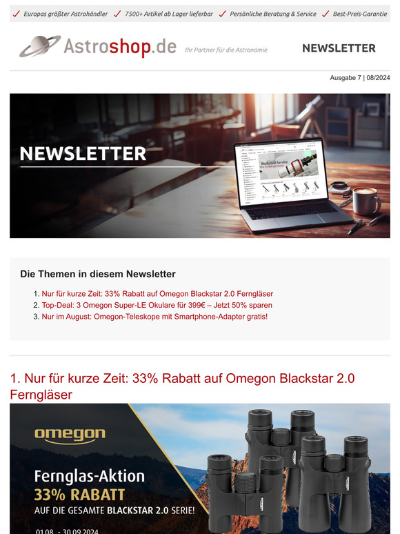 ✨Sommer-Special: Exklusive Rabatte auf Omegon-Produkte! 🔭