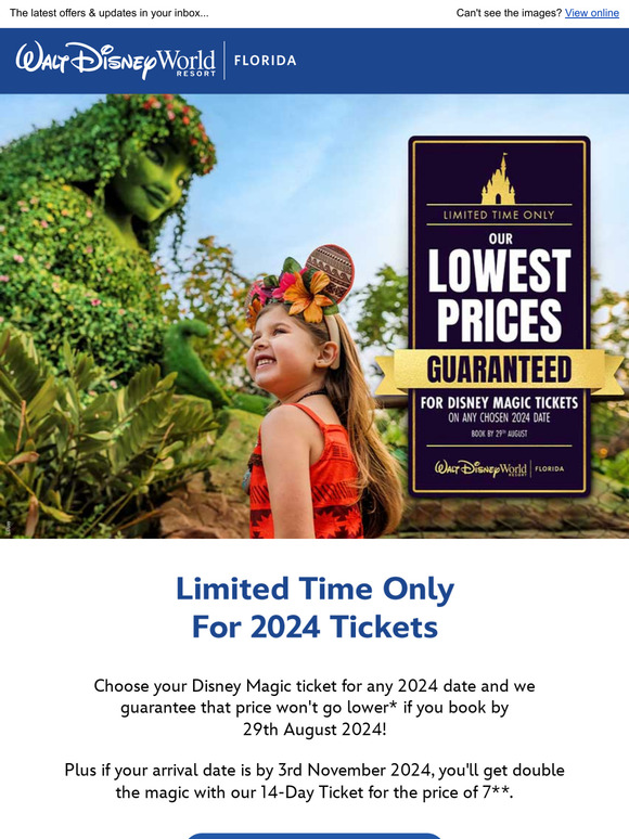 Our Lowest Prices Guaranteed on 2024 Disney Magic Tickets ⭐