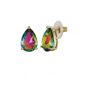 Seduction Teardrop Green Vitrail Crystal Gold Tone Stud Pierced Earrings