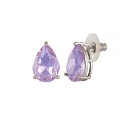 Seduction Teardrop Purple Violet Crystal Silver Tone Stud Pierced Earrings
