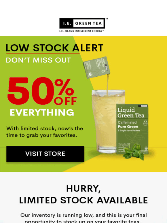 🚨 Low Stock Alert! 50% Off Everything