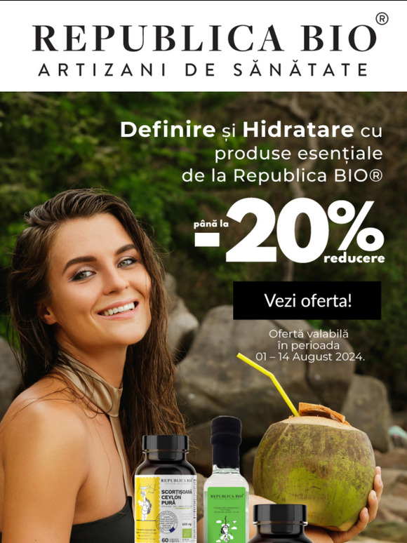 📣 Pentru o siluetă sănătoasă cu produse Republica BIO, ai reduceri de până la - 20%