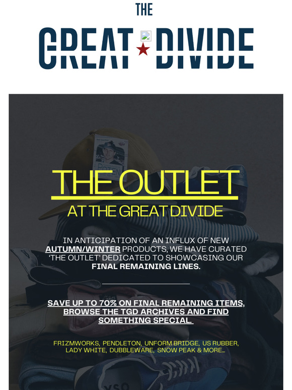 🚨THE OUTLET IS BACK! UP TO 70% OFF