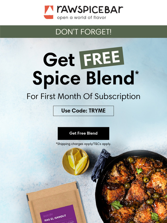 Unlock your FREE blend of hand-ground spices!