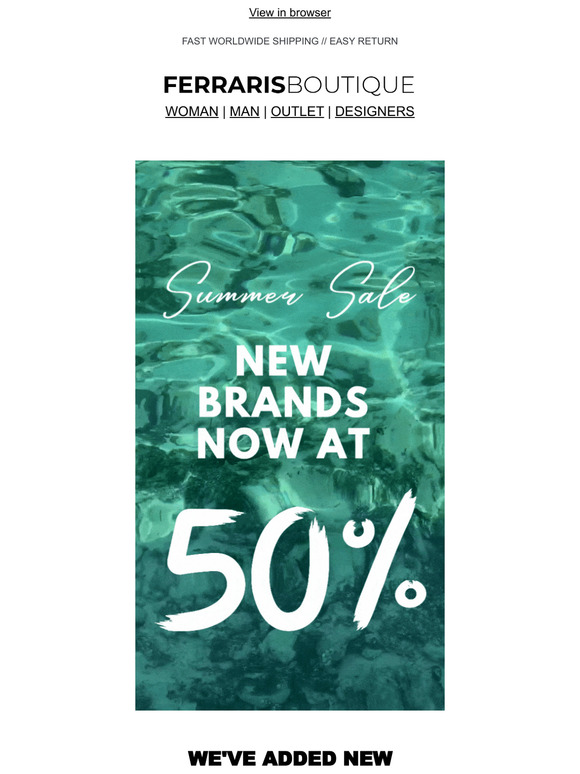 New brands at 50% off and more reductions!🏄‍♂️