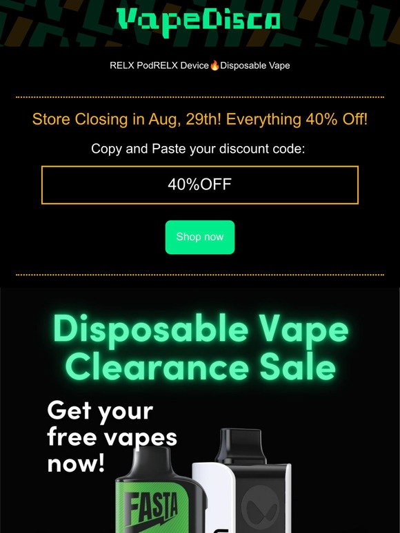 VapeDisco Email Newsletters: Shop Sales, Discounts, and Coupon Codes