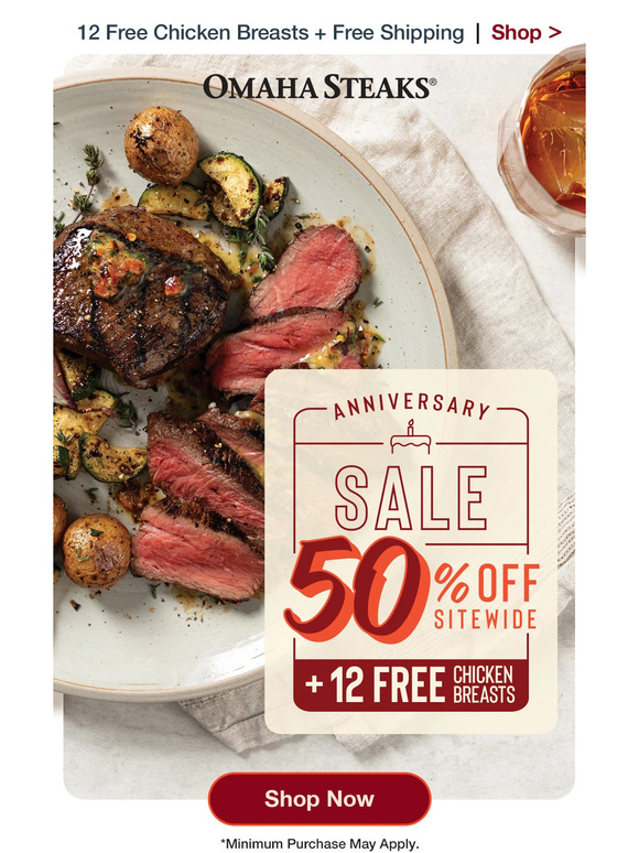 Omahasteaks inc score 12 free chicken breasts w select packages