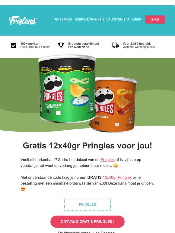 🎁 Cadeau voor jou: GRATIS 12x40 Pringles!