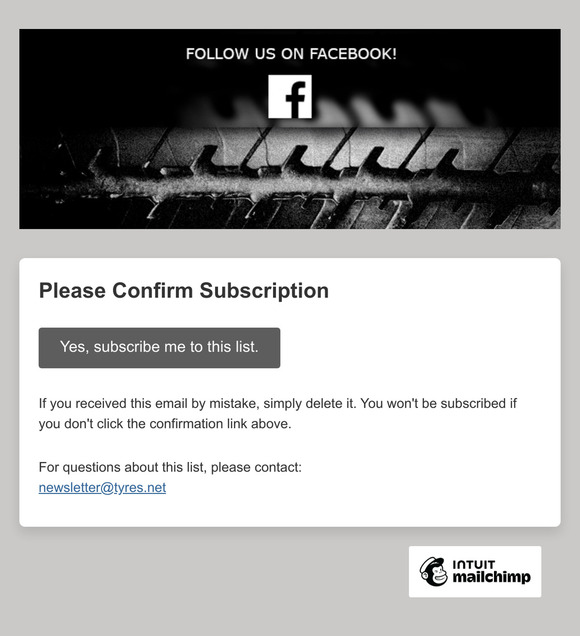 Tyres.net: Please Confirm Subscription