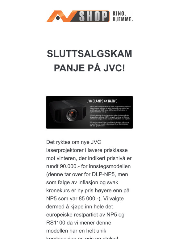 SLUTTSALG JVC DLA-NP5 OG DLA-RS1100