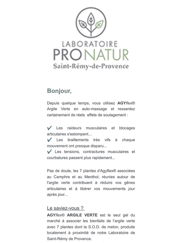 Jusqu'à 3 AGYflex® ARGILE VERTE offerts !