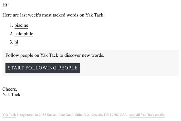 Last Week's Most Tacked Words