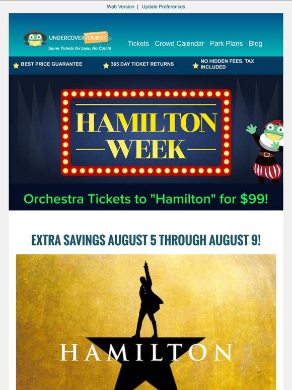 Hamilton on the day tickets hotsell