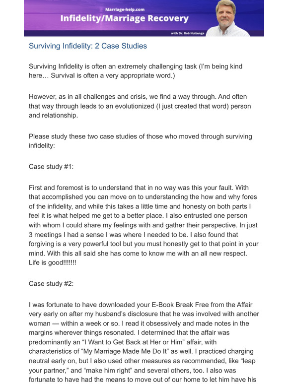 Surviving Infidelity: 2 Case Studies