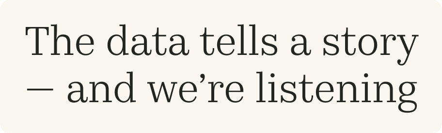 The data tells a story — and we're listening